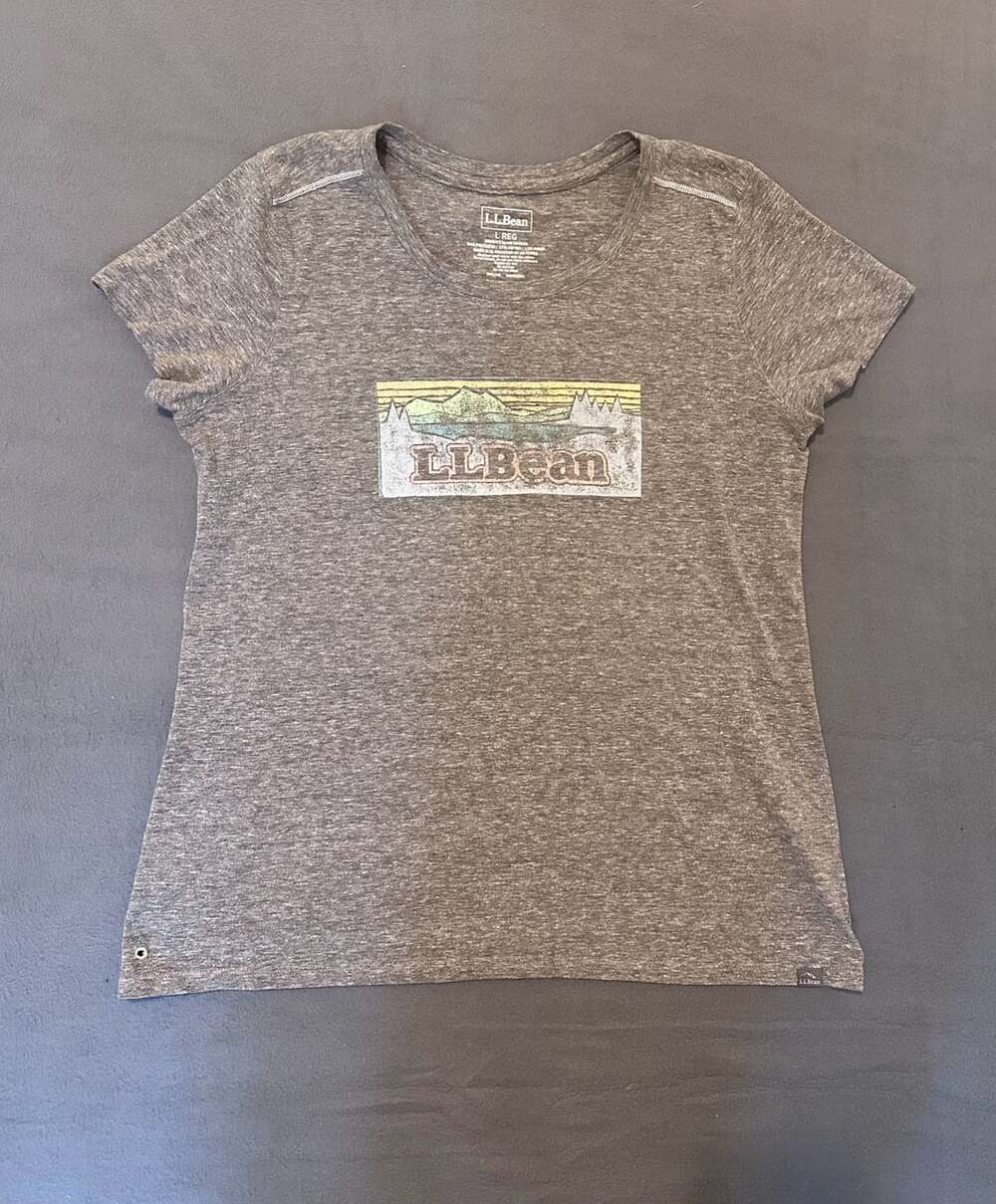 L.L. Bean Graphic T-Shirt Size L Reg Gray Mountain Logo Short Sleeve